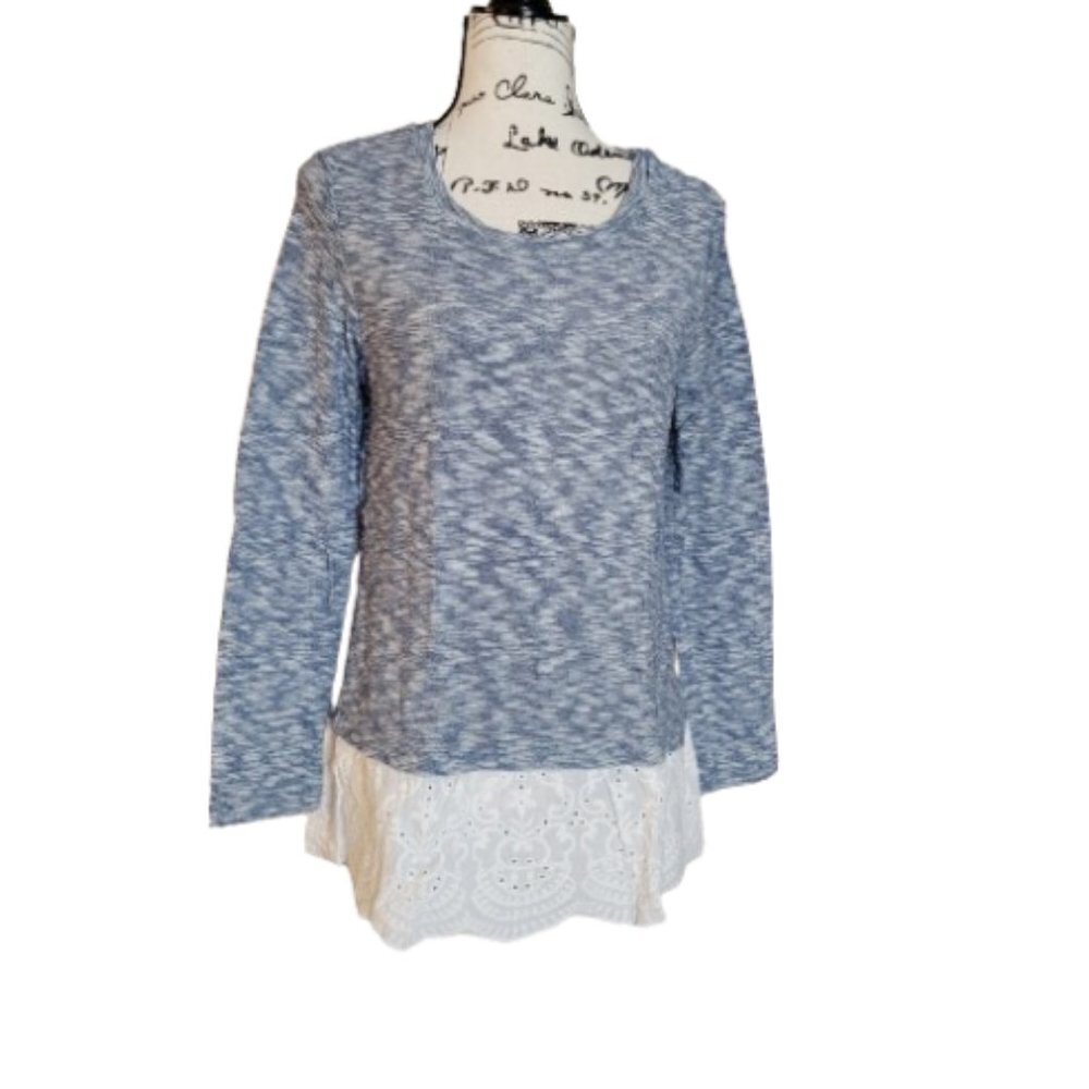 RXB Blouse Long Sleeve Top with Lace Hem - Size Medium
